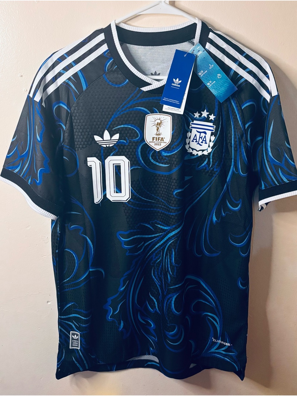 adidas Men’s Black & Blue #10 Argentina Soccer Jersey